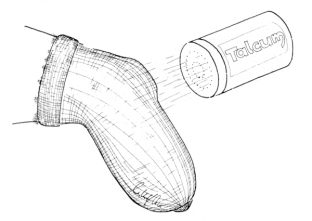 Talcum powder to aid sliding